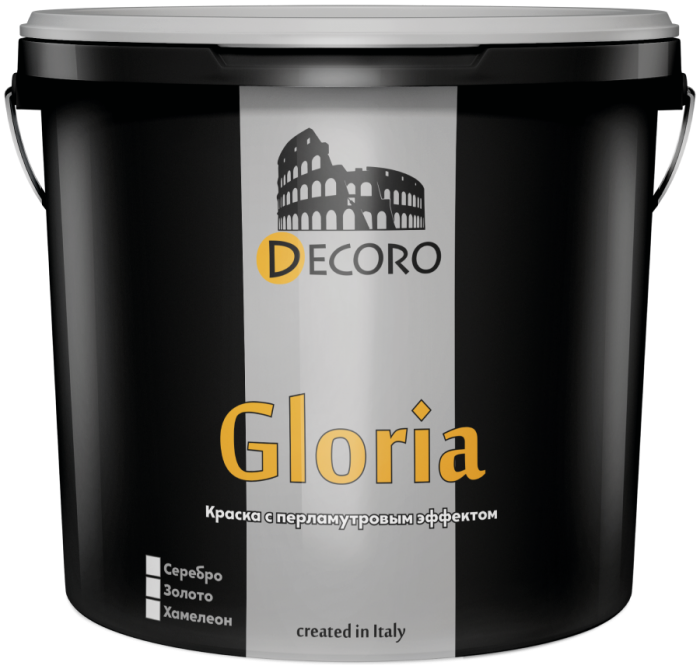 Gloria (Глория) фактурная краска с перламутровым эффектом для декоративных эффектов. Белое золото